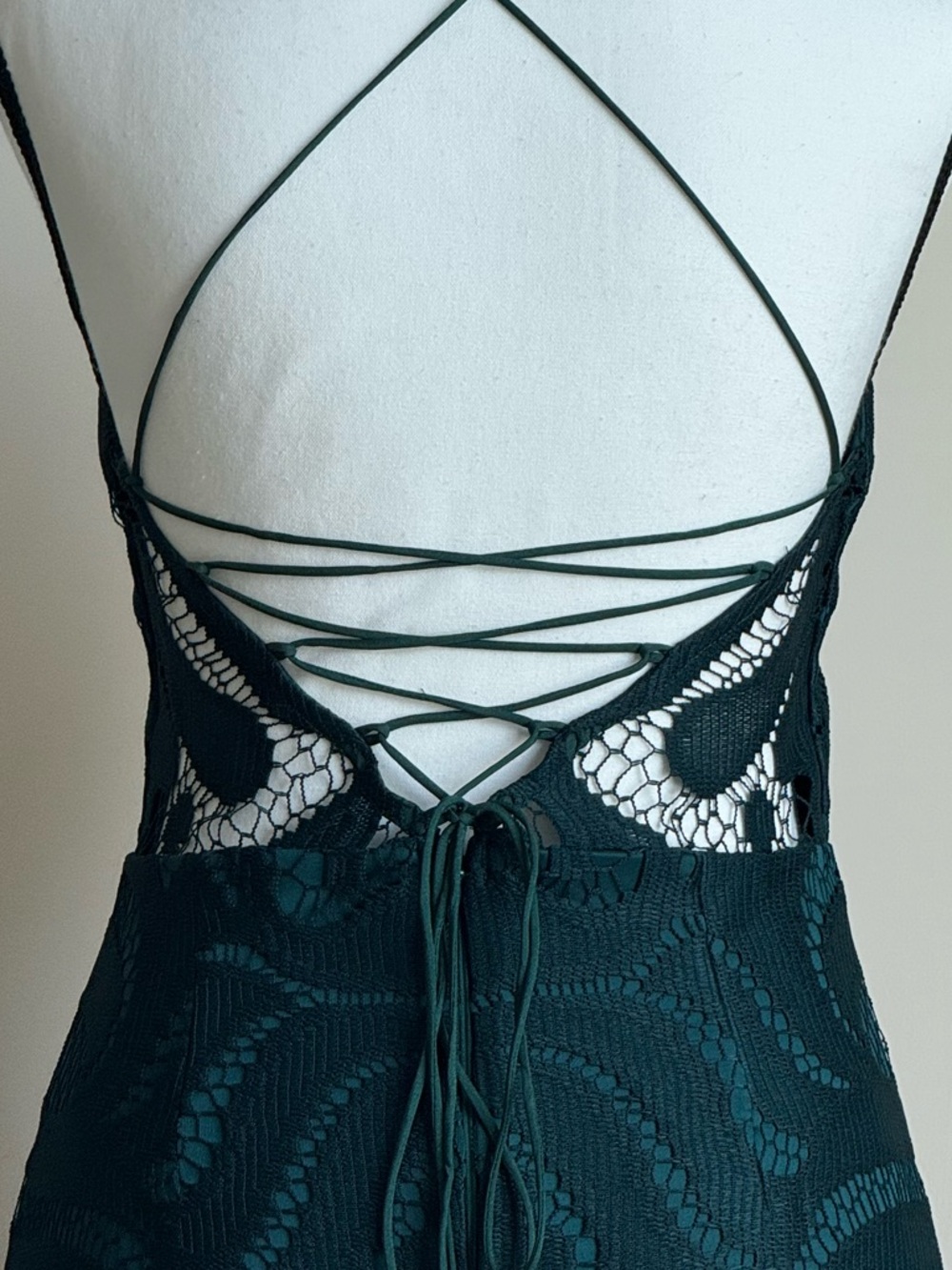 🔹 Sleeveless Teal Lace Fringe Midi Dress Size 4 - Picture 7 of 7